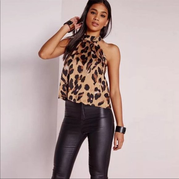 Tops - Leopard Print Halter Blouse